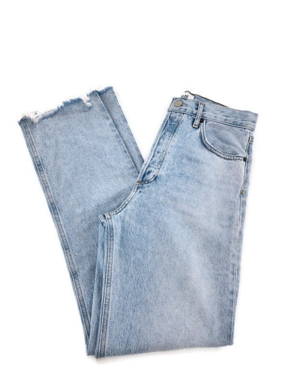 AGOLDE 90's Pinch Organic Cotton High-Rise Button-Fly Straight Raw Hem Jeans - Picture 6 of 10